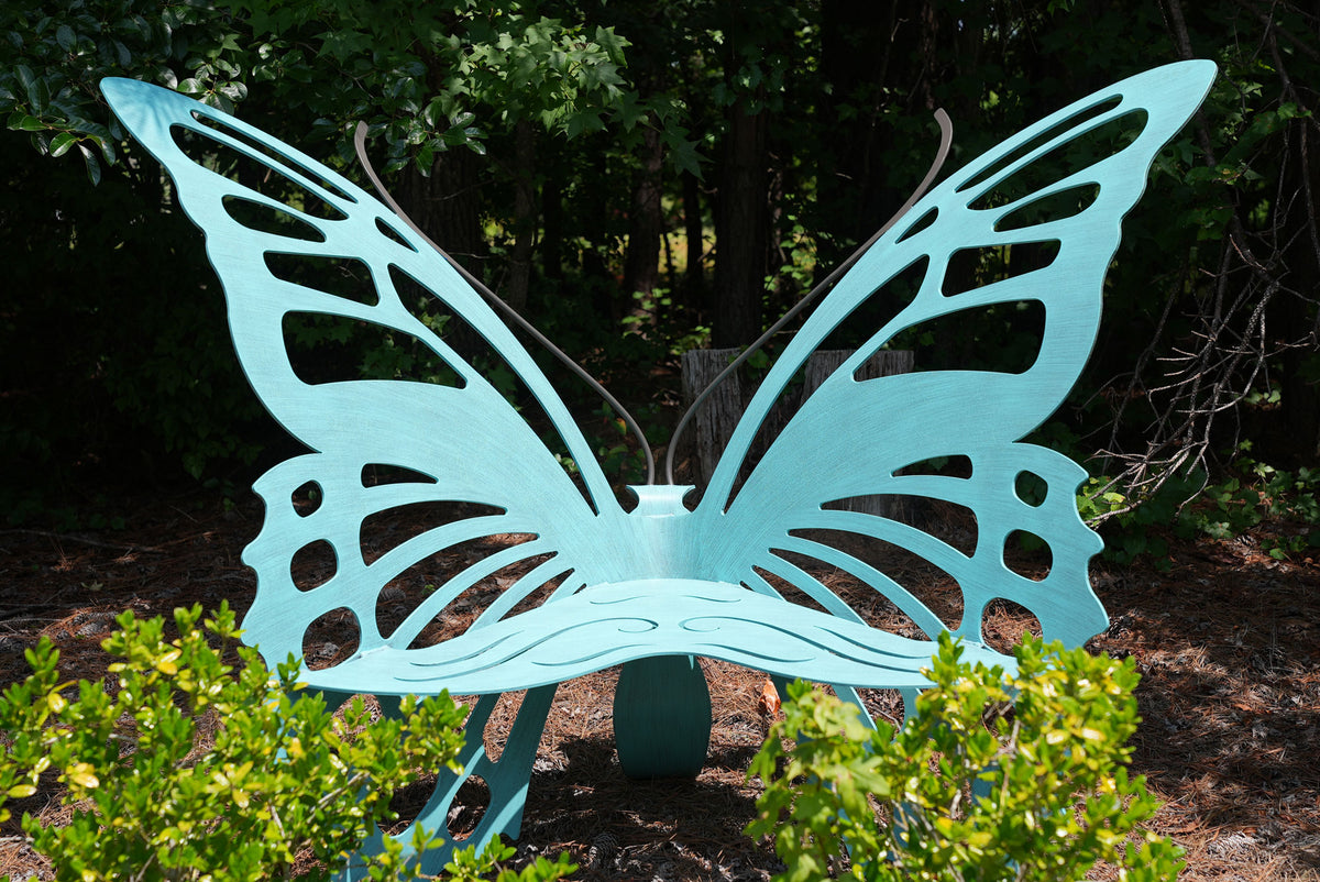 Turquoise butterfly metal chair hot sale